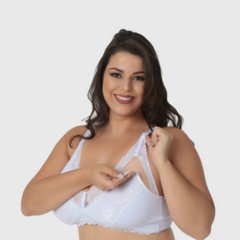 Sutiã Amamentação de Algodão com Renda Plus Size-Sem Bojo-Branco-ST034PLUS na internet