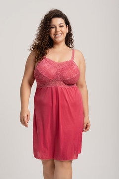 Camisola Feminina Gestante Jersey com Renda Plus Size -Rosa Sandia- CM045 - comprar online