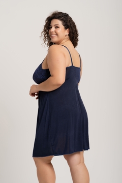 Camisola Feminina Gestante Jersey com Renda Plus Size -Azul Marinho- CM045 na internet