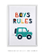 Quadro Decorativo Infantil Carrinho Boys Rules - Quadros Incríveis