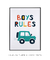 Quadro Decorativo Infantil Carrinho Boys Rules - comprar online