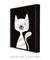 Quadro Decorativo Infantil Gato Branco Fundo Preto - loja online