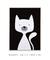 Quadro Decorativo Infantil Gato Branco Fundo Preto - comprar online