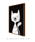 Quadro Decorativo Infantil Gato Branco Fundo Preto - loja online