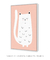 Quadro Decorativo infantil Gato Branco Fundo Rosa