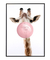 Quadro Decorativo Infantil Girafa Chiclete Bubble Rosa
