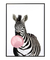 Quadro Decorativo infantil Zebra Chiclete Bubble Rosa