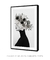 Quadro Decorativo Mulher Flores Na Cabeça Perfil Preto e Branco - comprar online