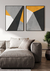 Quadros Decorativos Abstratos Amarelo Cinza e Preto - Composição com 2 Quadros