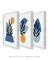 Quadros Decorativos Abstratos Azuis Formas Orgânicas - Composição com 3 Quadros - loja online