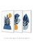 Quadros Decorativos Abstratos Azuis Formas Orgânicas - Composição com 3 Quadros - loja online