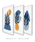 Quadros Decorativos Abstratos Azuis Formas Orgânicas - Composição com 3 Quadros