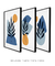 Quadros Decorativos Abstratos Azuis Formas Orgânicas - Composição com 3 Quadros