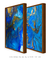 Quadros Decorativos Abstratos Mármore Azul Royal e Dourado - Composição com 2 Quadros - comprar online
