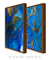 Quadros Decorativos Abstratos Mármore Azul Royal e Dourado - Composição com 2 Quadros na internet