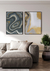 Quadros Decorativos Abstratos Mármore Cinza e Dourado - Composição com 2 Quadros