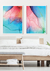 Quadros Decorativos Abstratos Mármore Rosa e Azul - Composição com 2 Quadros