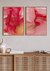 Quadros Decorativos Abstratos Mármore Rosa e Dourado - Composição com 2 Quadros