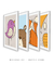 Quadros Decorativos Infantis Animais Colors - Composição com 4 Quadros