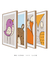 Quadros Decorativos Infantis Animais Colors - Composição com 4 Quadros - comprar online