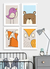 Quadros Decorativos Infantis Animais Colors - Composição com 4 Quadros