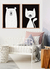 Quadros Decorativos Infantis Gato Branco e Urso Branco - Composição com 2 Quadros