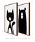 Quadros Decorativos Infantis Gato Preto e Urso Preto - Composição com 2 Quadros - Quadros Incríveis