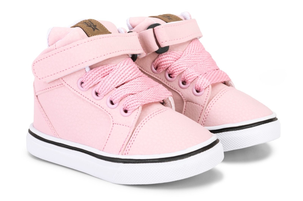 Zapatillas para bebes Botita rosa bebe ecocuero talles del 18 al 26