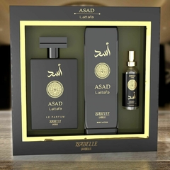 Kit Asad Isabelle La Belle Creme Hidratante 200mL, Perfume Asad 100mL e Perfume Hair 15mL.