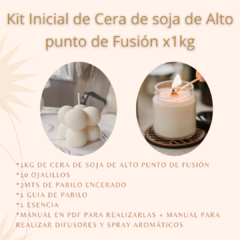 Kit Inicial Cera de Soja de Alto punto de Fusión x1kg + Insumos + Manuales en pdf