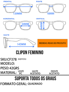 Armação Feminina + Clipon 2 em 1 CF378 na internet