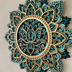 Mandala Flor de Lótus - azul e turquesa - comprar online