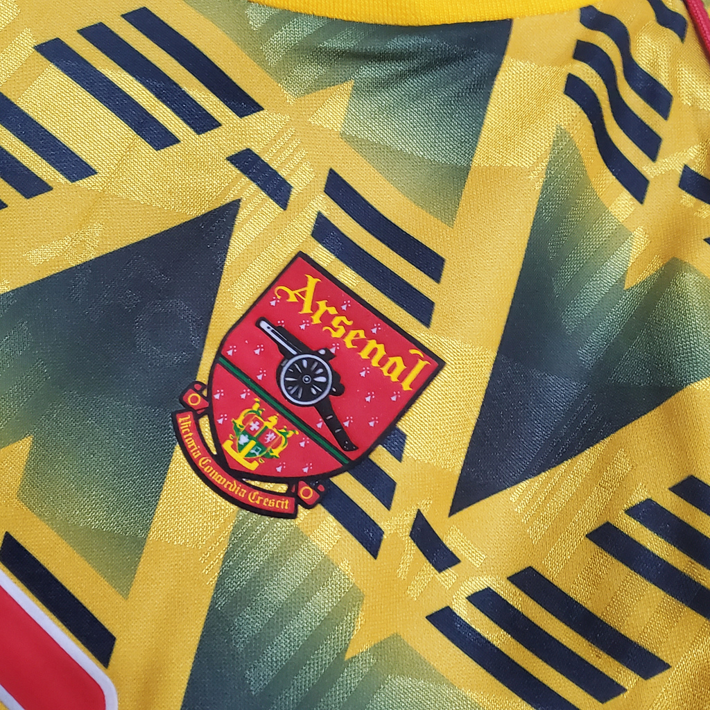 Arsenal FC Yellow Retro Away Shirt 1991 1993 AREA10