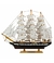 Miniatura Barco Navio Veleiro Madeira Casco Preto Base Marrom 47x10x57cm