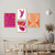 Kit 4 Quadros Decorativos Rosa Abstrato (KIT4MC092) - comprar online