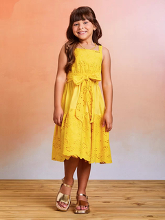 Vestido de Laise Amarelo Com Laço Momi - loja online