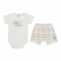 CONJUNTO BODY E SHORTS BARRA VIRADA DINO MINI & CO