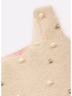 Blusa Cropped Tricot Shine Dourado Pituchinhus - loja online