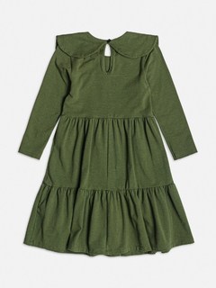 Vestido Gola Laço Verde Militar Momi - Bolhinhas de Sabão