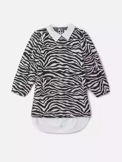 Vestido Jacquard de Zebra com Gola Animê - comprar online