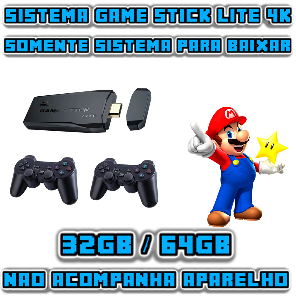 Super Game Stick Retrô Versão 2023 64 GB, com 10.000 jogos + 2 control