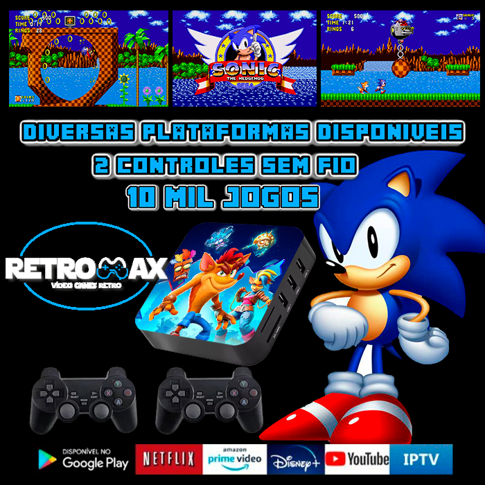 VIDEO GAME RETRO 11 MIL JOGOS + 2 CONTROLES PSX (SEM FIO)