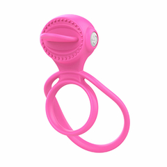 00029 | Anel Peniano Vibratório com Argola para Testículos em Silicone - Rosa - YOUVIBE - E-VARIEDADES