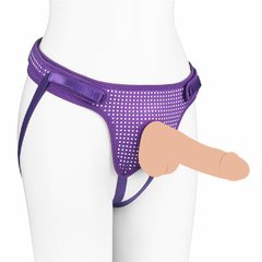 00410 | Cinta peniana para prótese - Easy Strap on Harness (Polka dots) Purple - LOVETOY - E-VARIEDADES