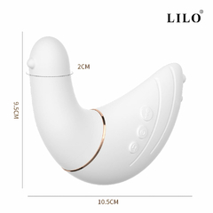 00555 | Vibrador, recarregável. Com pontas duplas, possui 10 modos de vibração e textura massageadoras com toque macio e aveludado - LILO