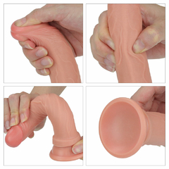 01235 | Pênis Dupla Densidade 18,5x3,4 cm. Dual Layered Platinum Silicone Cock Bege - LOVETOY - comprar online