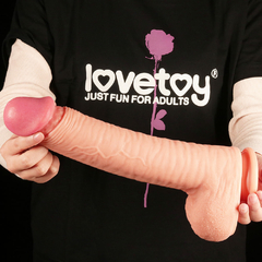 01244 | Pênis Dupla Densidade com Escroto 30,5x5,3 cm Dual Layered Platinum Silicone Cock Bege - LOVETOY - loja online