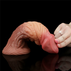 Imagem do 01245 | Prótese Dupla Densidade 18x5,5 cm Dual Layered Platinum Silicone Cock Bege e Marrom - LOVETOY