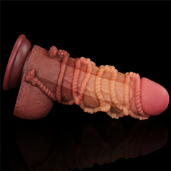 01253 | Pênis Dupla Densidade com corda 24,5x7,7 cm - Dual Layered Platinum Silicone Cock with Rope - LOVETOY - E-VARIEDADES