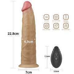 Imagem do 01270 | Pênis Dupla Densidade Rotativo com controle remoto 22,5x4,9 cm Dual Layered Platinum Silicone Rotator - LOVETOY